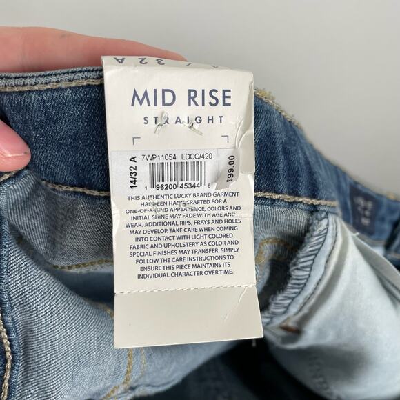 Lucky Brand Jeans Womens 14 Blue Mid Rise Sweet Straight Leg Ankle Dark Wash NWT - Picture 8 of 11